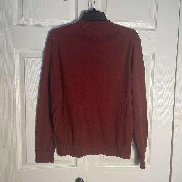Tommy Hilfiger Sweater Men Medium Burgundy Pima Cotton Cashmere Knit Pullover - Picture 3 of 12